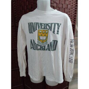 Vintage 80s University Of Auckland T Shirt long Sleeve New Zealand Spell Out XL